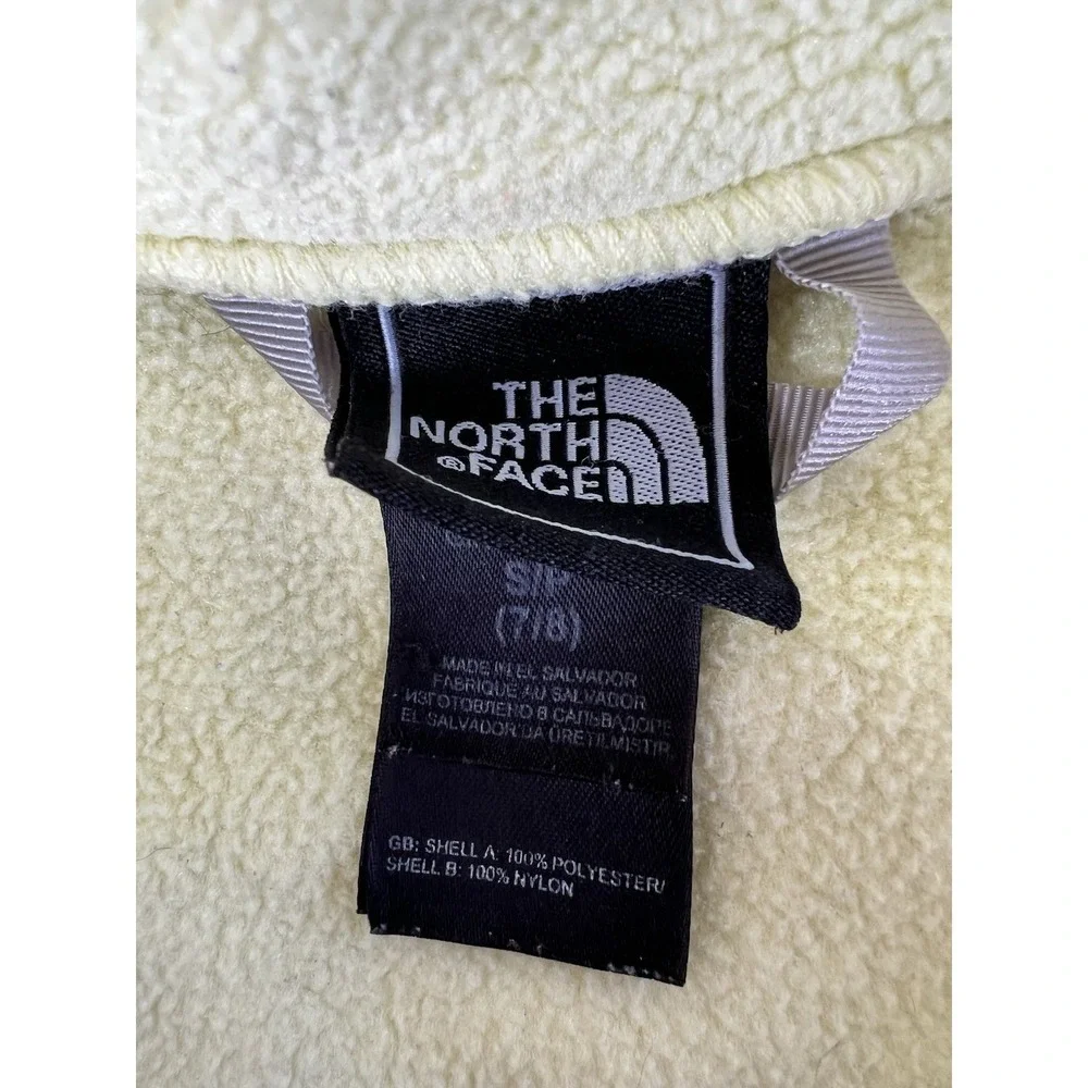 The North Face Hooded Jacket Girl's Small‎ 7/8 Yellow Full Zip Fleece Outdoor